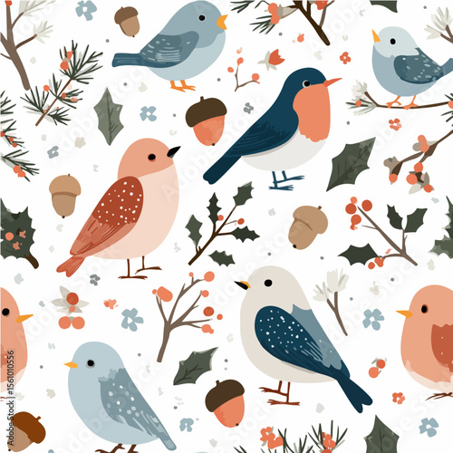 The textures of plants and birds, exquisite vector patterns.