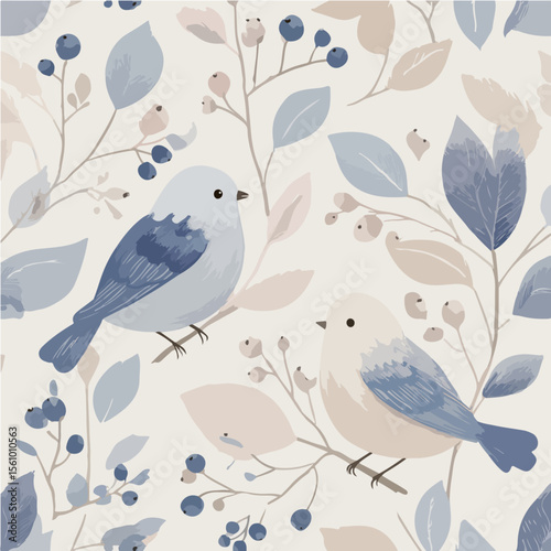 The textures of plants and birds, exquisite vector patterns.