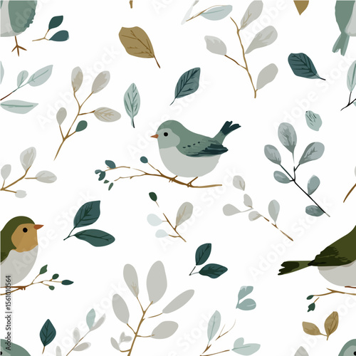 The textures of plants and birds, exquisite vector patterns.