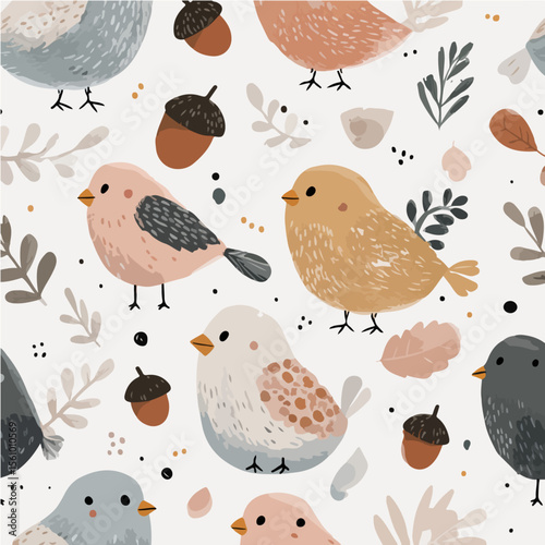 The textures of plants and birds, exquisite vector patterns.