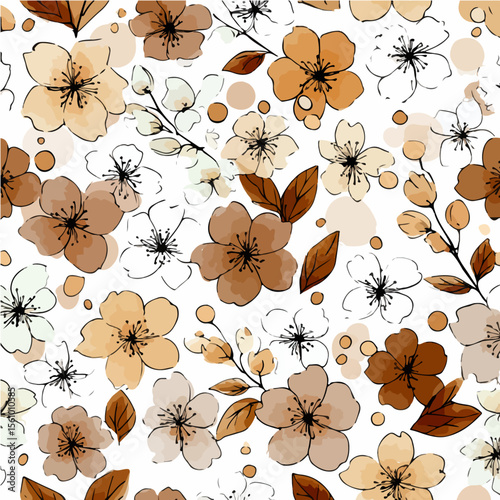 Plant leaves and flower textures, exquisite vector floral patterns.