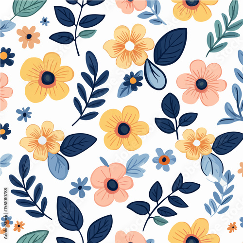 Plant leaves and flower textures, exquisite vector floral patterns.
