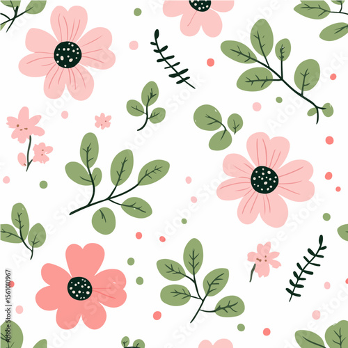 Plant leaves and flower textures, exquisite vector floral patterns.
