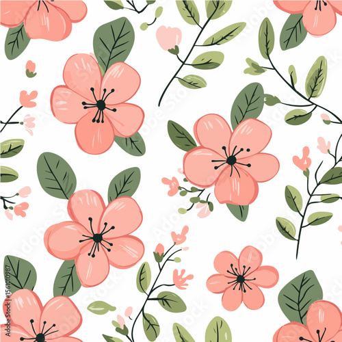 Plant leaves and flower textures, exquisite vector floral patterns.