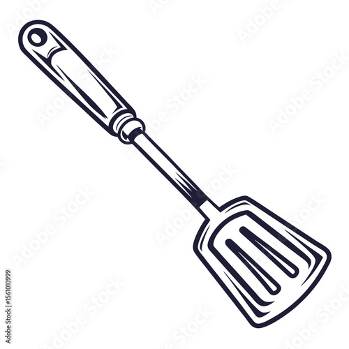 Dark blue grilling spatula on white background barbecue tool kitchen utensil