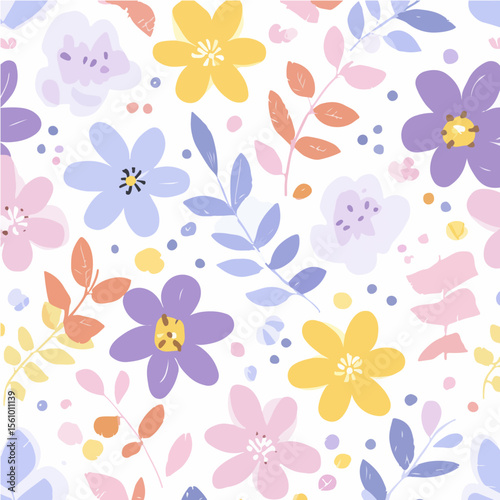 Plant leaves and flower textures, exquisite vector floral patterns.