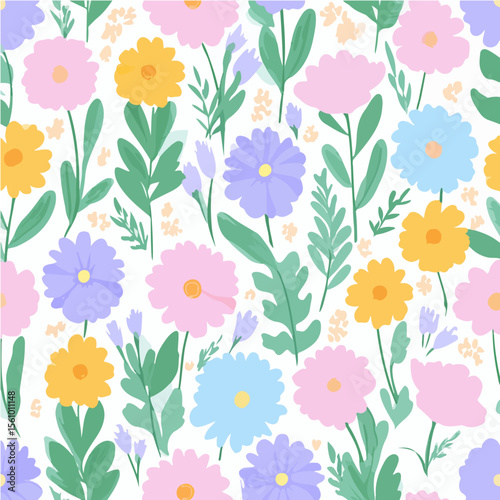 Plant leaves and flower textures, exquisite vector floral patterns.
