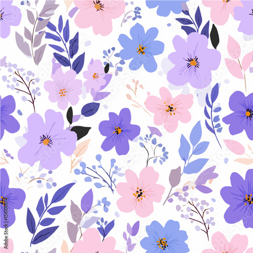 Plant leaves and flower textures, exquisite vector floral patterns.