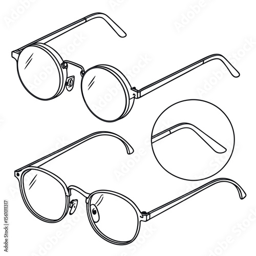 Round and oval eyeglasses with detailed frames spectacles reading glasses