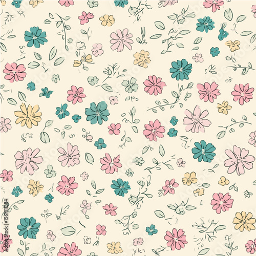 Plant leaves and flower textures, exquisite vector floral patterns.
