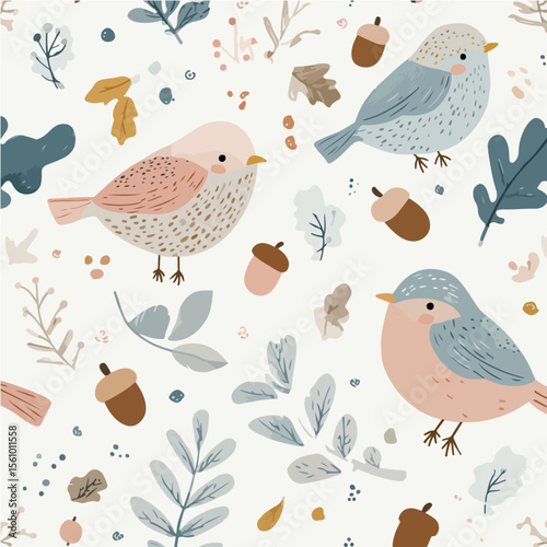 The textures of plants and birds, exquisite vector patterns.