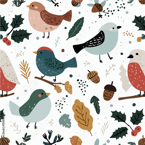 The textures of plants and birds, exquisite vector patterns.