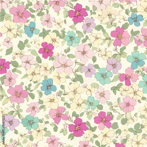 Plant leaves and flower textures, exquisite vector floral patterns.