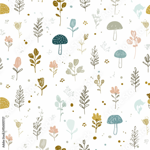 Plant leaves and flower textures, exquisite vector floral patterns.