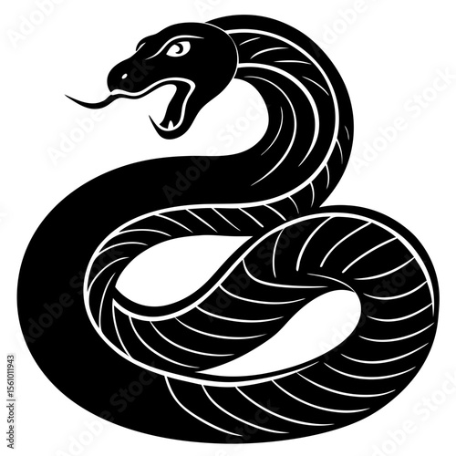 Stylized black snake silhouette with open mouth and forked tongue