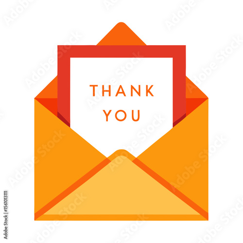 Orange envelope with thank you message card
