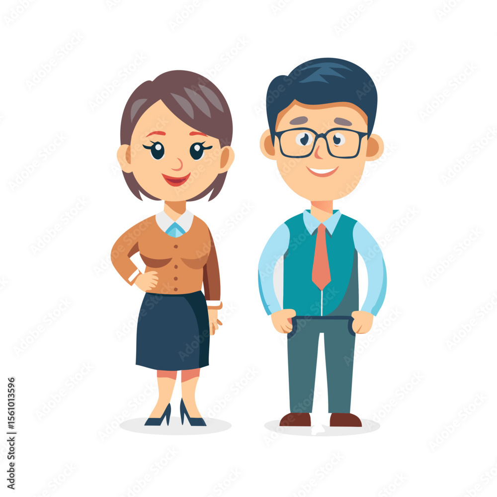 Smiling cartoon man and woman teachers vector Smiling cartoon man and woman teachers vector