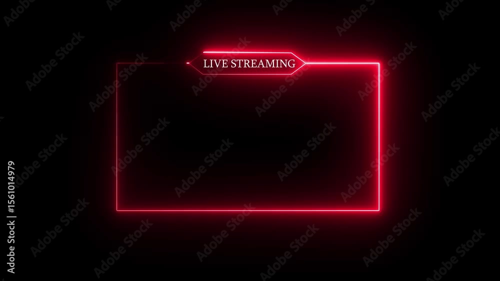 live RCE streaming neon text frame animation box frame neon frame live streaming game live Stream overlay animation for live streaming video.Showcasing Game.black background