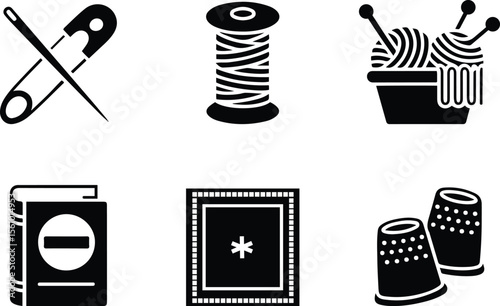 Sewing Tools Icons Set – Sewing Tools Icons Vector Silhouette.