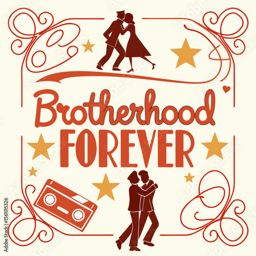 Retro dancing couple cassette tape brotherhood forever poster