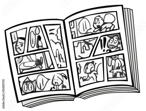 開いている漫画本のベクターイラスト