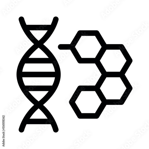 Molecular Biology line icon. School Subjects. Simple vector symbol used for school, travel, or education themes. Clean linear design, Thin stroke design, isolated on white.