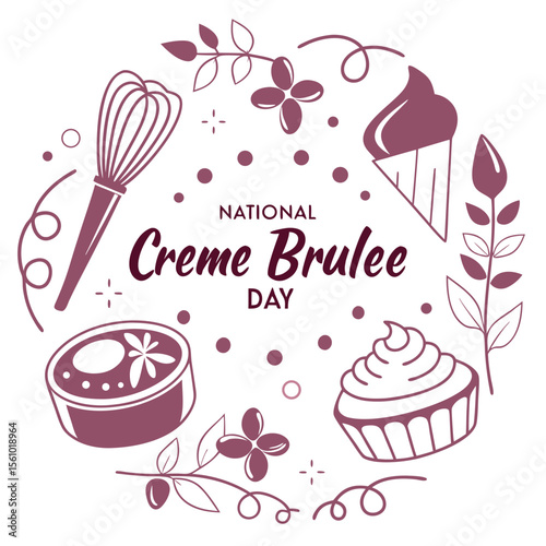 NATIONAL CRÈME BRÛLÈE DAY vector illustration