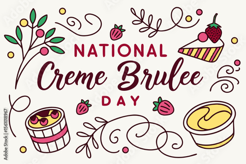 NATIONAL CRÈME BRÛLÈE DAY vector illustration