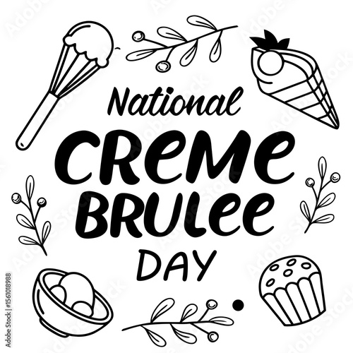 NATIONAL CRÈME BRÛLÈE DAY vector illustration