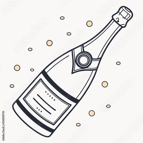 Festive bubbly champagne bottle celebration drink