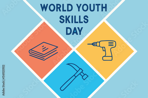 World Youth Skills Day Illustration with Tools and Book 1