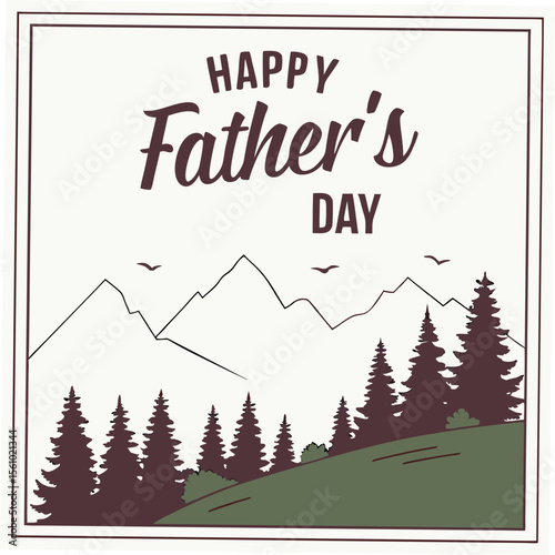 Happy Fathers Day mountain trees greeting card