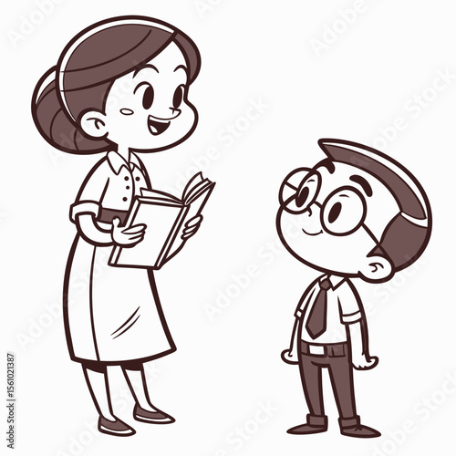 Teacher and student interaction book reading