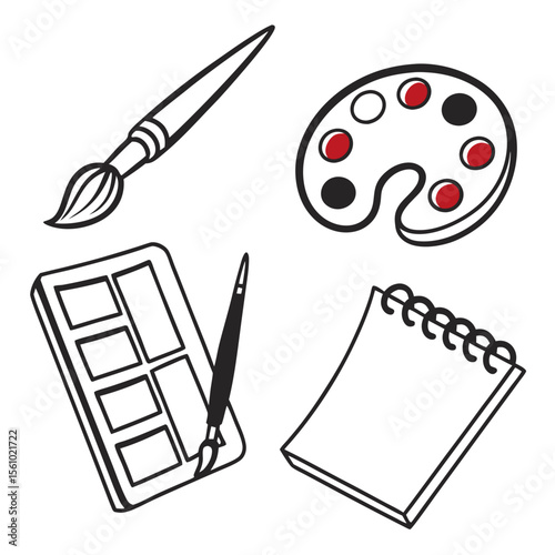 Paintbrush palette sketchpad watercolor set artistic