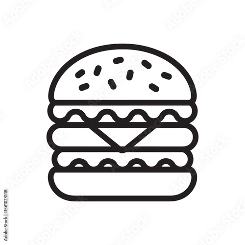 Burger Icon Vector Illustration Sumptuous Stack of Deliciousness, a Classic Fast Food Symbol for Menus and Advertising