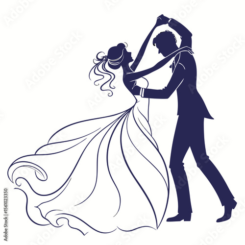 Elegant couple dancing in silhouette wedding