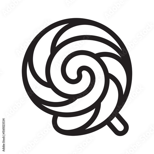 Whimsical Lollipop Illustration A Sweet Treat in a Minimalist Style with a Circular Swirl Pattern and a Simple Stick