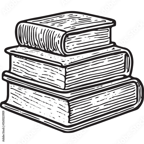 Discover this hand-drawn stack of books illustration, perfect for education and library designs