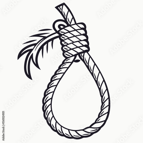 Black rope noose with decorative elements knot loop