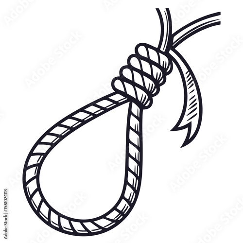 Dark rope noose with knot and ribbon vector
