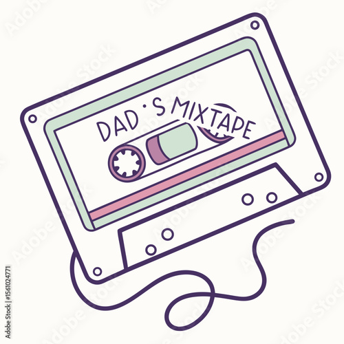 Vintage cassette tape with dad's mixtape text retro