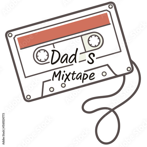 Vintage cassette tape with dad's mixtape music retro