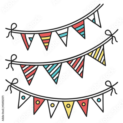Festive colorful bunting flags celebration streamers