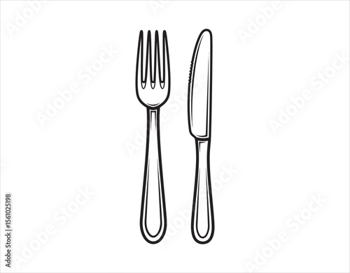 Vector illustration of a fork and knife icon template on a white background

