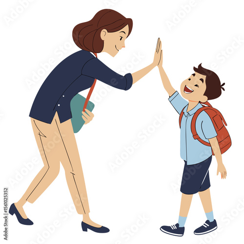 Teacher and student high five illustration education