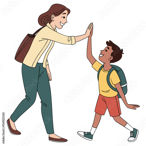 Teacher student high five illustration education