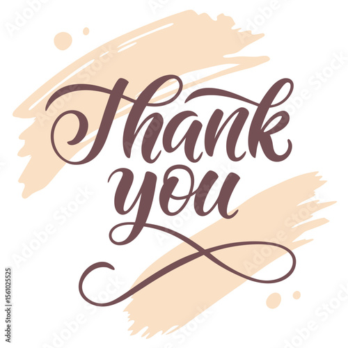 Thank you handwritten script with watercolor strokes