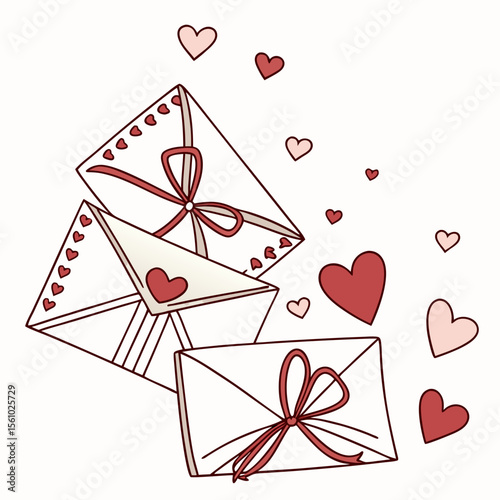 Valentine envelopes with hearts love mail