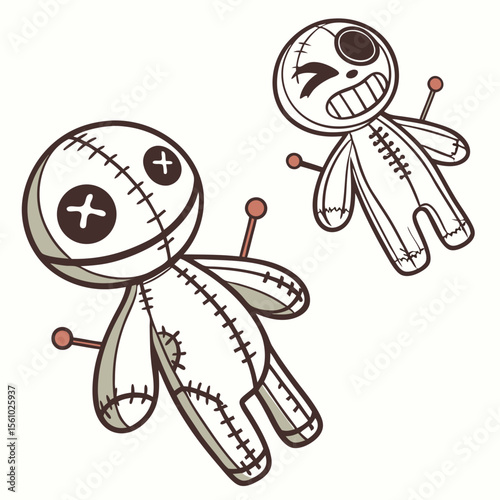 Voodoo dolls with pins creepy spooky