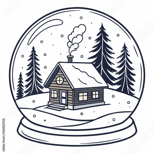 Cozy cabin in snowy globe snow globe winter